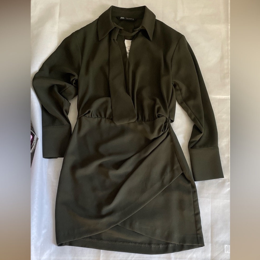 Zara Dark Green Mini Dress NWT XS Womens